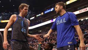 Maxi Kleber und Dirk Nowitzki spielten in den vergangenen Jahren gemeinsam bei den Dallas Mavericks.