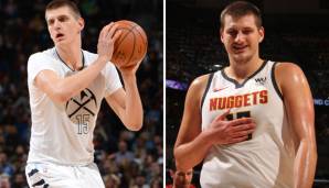 Links: Nikola Jokic in seiner Rookie-Saison, rechts: Jokic gegen die Pelicans