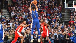 Platz 11: Landry Shamet (Philadelphia 76ers) - 8 Dreier (14 Versuche) am 8. Januar 2019 gegen die Washington Wizards.