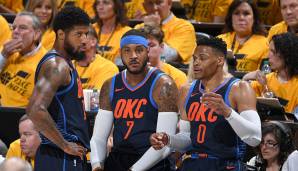 Dabei wird es in den Folgejahren bleiben. 2017, 2018 und 2019 scheitern die Thunder jeweils in der ersten Playoff-Runde - trotz des überraschenden Trades für Paul George und des Melo-Experiments.