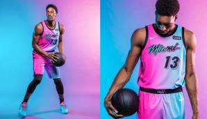 MIAMI HEAT: Die Vice-Trikots der Heat sind legendär, nun bringt der Ost-Champion die letzte Version der Reihe heraus. Und das ist nochmal ein richtiges Statement. Das "ViceVersa"-Design verbindet das pinke und blaue Design der vergangenen Jahre.