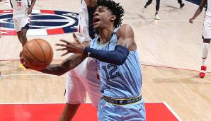 Platz 4: JA MORANT (Memphis Grizzlies) - 257.743 Stimmen - Stats 2020/21: 19,4 Punkte und 7,4 Assists bei 50,9 Prozent aus dem Feld (8 Spiele)