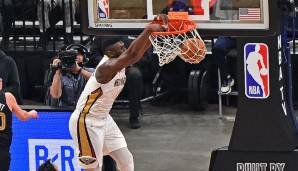 Platz 2: ZION WILLIAMSON (New Orleans Pelicans) | Alter: 20,7 | Position: PF | Stats 20/21: 26,4 Punkte, 7,1 Rebounds und 3,5 Assists bei 62,4 Prozent FG und 34,8 Prozent Dreier in 32,8 Minuten (44 Spiele)