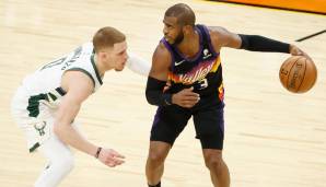 Platz 2: CHRIS PAUL | Team: Phoenix Suns | Alter: 35 | Status: Spieler-Option (44,2 Mio.)| Gehalt 20/21: 38,5 Mio.| Stats 20/21: 16,3 Punkte, 4,7 Rebounds, 8,8 Assists, 49,3 Prozent FG (49 Spiele).