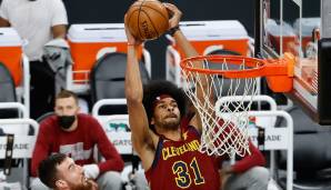 Platz 7: JARRETT ALLEN | Team: Cleveland Cavaliers | Alter: 23 | Status: Restricted Free Agent | Gehalt 20/21: 3,9 Mio. | Stats 20/21: 12,8 Punkte, 10,0 Rebounds und 1,4 Blocks bei 61,8 Prozent FG in 29,6 Minuten (63 Spiele)