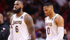 Das Zusammenspiel von LeBron James (l.) und Russell Westbrook bei den Los Angeles Lakers war nicht von Erfolg gekrönt.