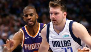 Luka Doncic hing Chris Paul in der ersten Halbzeit clever ein Foul an.