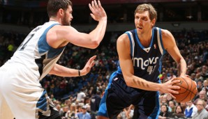 Zwischen Kevin Love und Dirk Nowitzki spielte sich erneut ein spannendes Duell ab