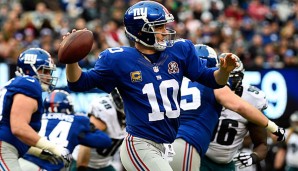 Eli Manning wird seine Karriere wohl in Blau beenden - der 34-Jährige unterschrieb langfristig