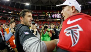 Kyle Shanahan (l.) geht zu den 49ers - und trennt sich damit von Falcons-Quarterback Matt Ryan