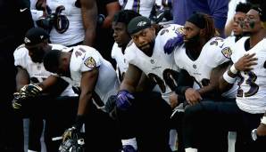 Der Sonntag zuvor begann in London. Viele Ravens-Spieler gingen während der amerikanischen Nationalhymne aufs Knie