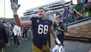 16. Baltimore Ravens - Mike McGlinchey, OT, Notre Dame. Verpflichtungen von Crabtree und Brown, Offer Sheet für Snead - Baltimore will die WR-Lücke vor dem Draft schließen. Also gibt's den besten Tackle der Klasse gegenüber von Ronnie Stanley.