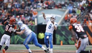 7. Matthew Stafford, Detroit Lions. Wird noch immer etwas unterschätzt, war in der Vorsaison aber gefährlich im Deep-Passing-Game und effizient im Kurzpassspiel. Sollte von einem endlich stabileren Run Game profitieren was Turnover-Risiko angeht.