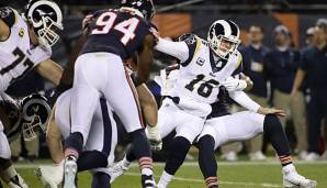 Jared Goff wurde von den Bears dreimal gesacked und beendete das Spiel mit drei Interceptions.