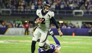 NICHT GEWERTET: Brandon Allen, Broncos. Kann mit seiner Athletik punkten und hatte gegen die Vikings zwei, drei großartige Pässe. In Buffalo dann der Meltdown. Allen könnte eine Karriere als Backup haben - die Frage aber lautet: Wann sehen wir Drew Lock?