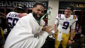 Odell Beckham Jr. (M.) feierte die National Championship von LSU mit dem Team in der Umkleidekabine.