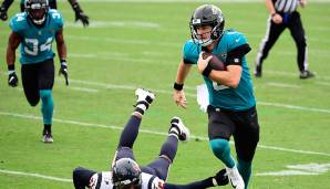 NICHT GEWERTET: Jake Luton, Jacksonville Jaguars: Bleibt Luton der Starter, oder übernimmt Minshew wieder, wenn er fit ist? Coach Marrone hatte angedeutet, dass Luton den Startplatz behalten könnte - das Texans-Spiel wäre dafür ein gutes Argument.