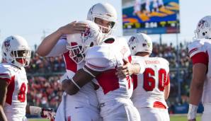 Davante Adams und Derek Carr in der Uniform der Fresno State Bulldogs.