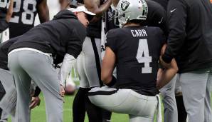 Stehen 2-5 nach Woche 8: Die Raiders um Head Coach Josh McDaniels und Quarterback Derek Carr.