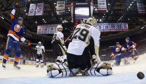 Goalie Marc-Andre Fleury musste sich nach sechs Islanders-Toren Schmähgesänge anhören